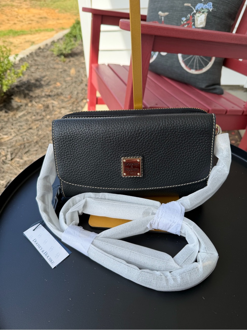 Dooney & Bourke Pebble Grain Clutch Wallet Crossbody Bag NWT Black Leather